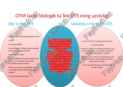 otm larda biologik ta’lim dts ining uzviyligi — DOCX