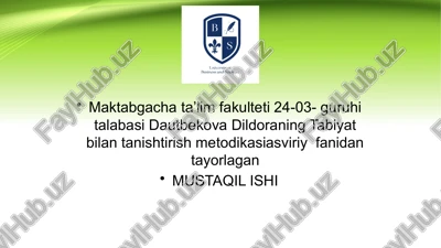 tabiyat bilan tanishtirish metodikasi — PPTX