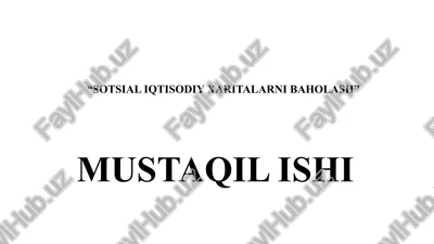 sotsial iqtisodiy xaritalarni baholash — PPTX