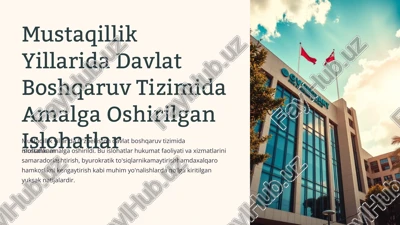 davlat boshqaruv tizimidagi islohatlarning asosiy yo'nalishlari — PPTX