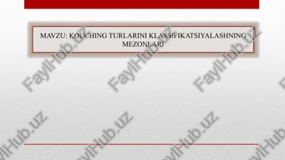 kouching turlarini klassifikatsiyalashning mezonlari — PPTX