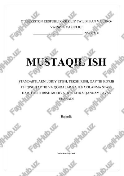 standartlarni joriy etish, tekshirish, qaytib ko'rib chiqish tartib va qoidalar va ilgarilanma standartlashtirish mohiyatiga ko'ra qanday tavsiflanadi — DOCX