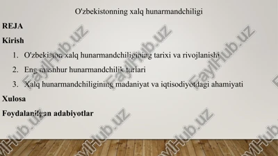 o'zbekistonning xalq hunarmandchiligi — PPT
