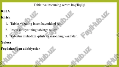tabiat va insonning o'zaro bog'liqligi — PPT
