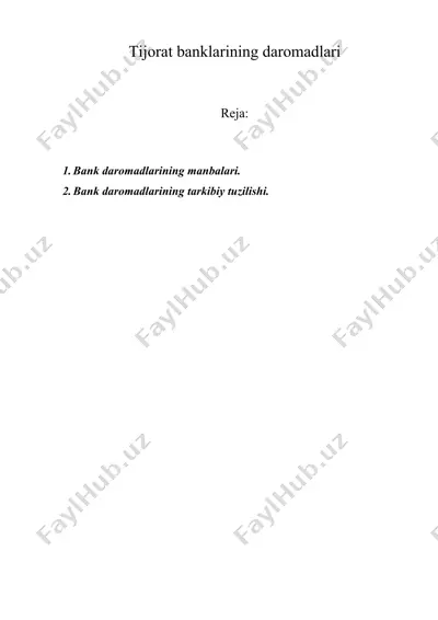 tijоrat banklarining darоmadlari — DOC