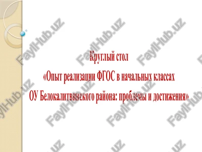 opit realizatsii fgos v nachalnix klassax oubelokalitvinskogorayona — PPTX