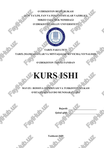 rossiyaning turkiston o‘ikasiga iqtisodiy kirishi — PDF