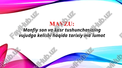 manfiy sonlar tarixi — PPTX