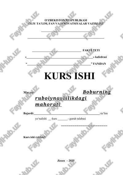 boburning ruboiynavislikdagi mahorati — DOCX