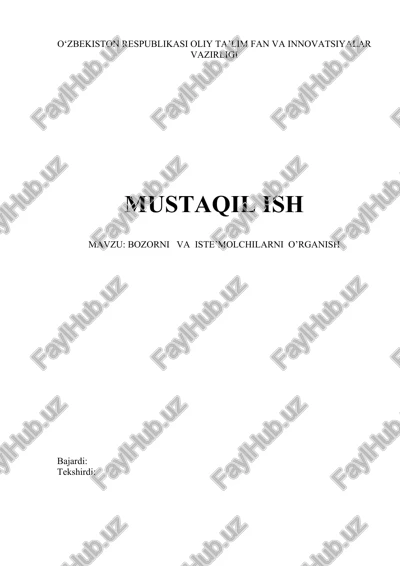 bozorni va iste'molchilarni o’rganish — DOCX