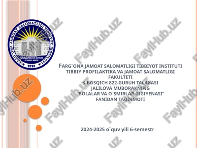bolalar va o`yinchoqlar gigiyenasi — PPTX