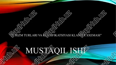 turizm turlari va klasifikatsiyasi klaster sxemasi — PPTX