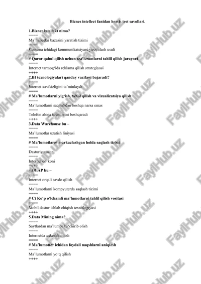 biznes intellect fanidan hemis test savollari — DOCX