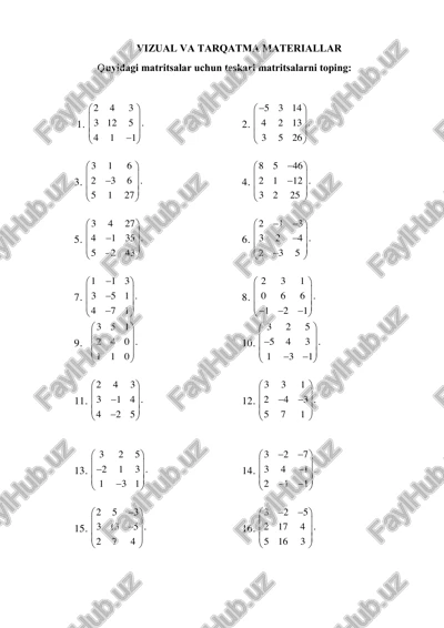 matritsalar ustida amallar — PDF