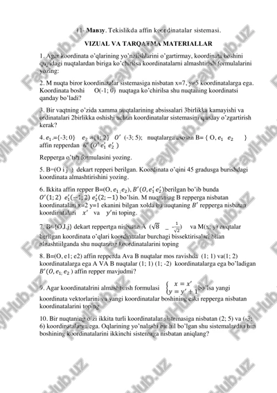 tekislikda affin koordinatalar sistemasi. — PDF