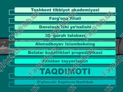 davolash ishi yo’nalishi — PPT