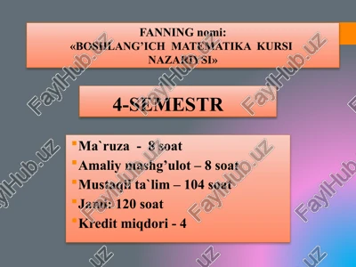 boshlang’ich matematika kursinazariysi — PPTX