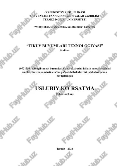 ustki kiyim yoqasiga ishlov berish — DOCX