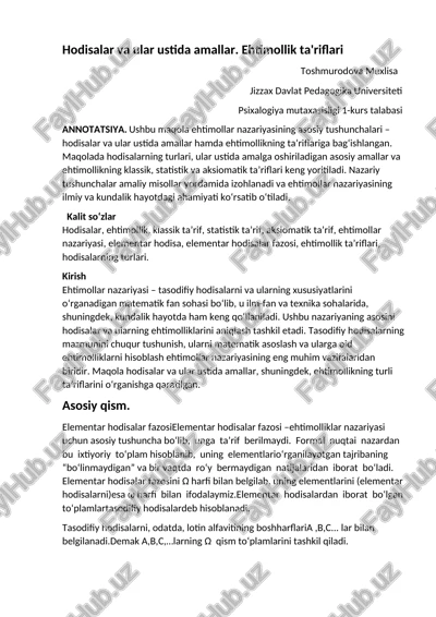 ehtimollar nazariyasi — DOCX