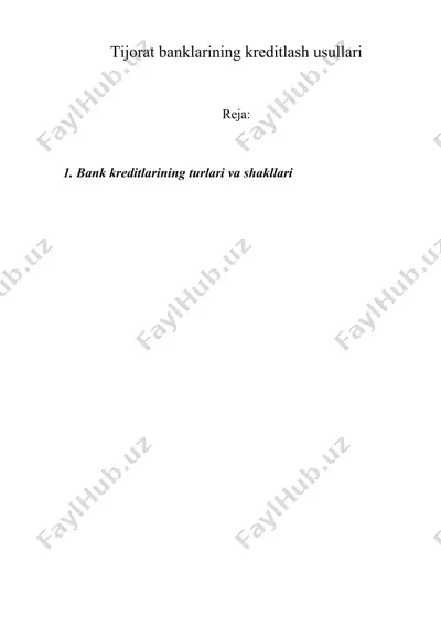 tijоrat banklarining kreditlash usullari — DOC