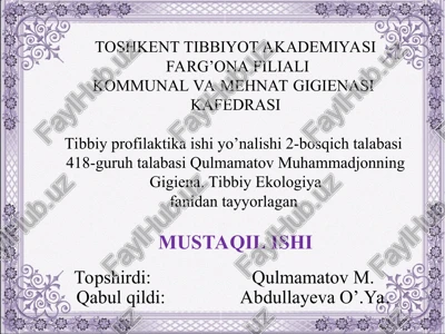 tibbiy profilaktika ishi — PPT