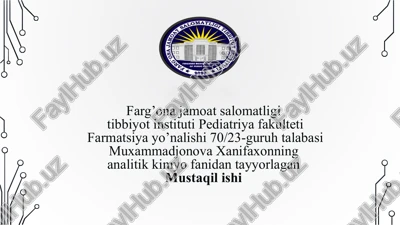 mavzu: murakkab tuzlar kimyo va farmasevtika sohasida xattatahlilchizmasi — PPTX