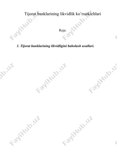 tijorat banklarining likvidlik ko’rsatkichlari — DOC