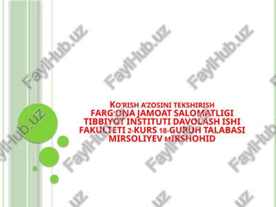 oftalmaskoplar, kompyuterli perimetriya — PPTX