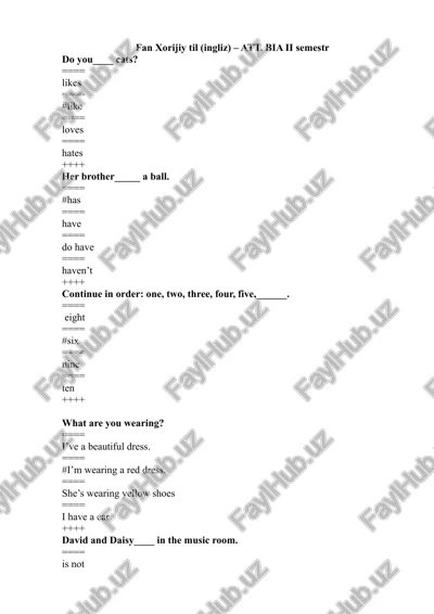 fan xorijiy til (ingliz) – att, bia ii semestr — DOCX