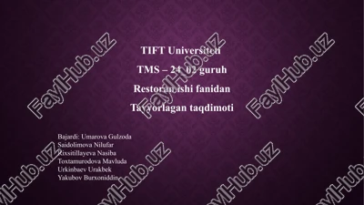 restoranlarda xizmat ko‘rsatishning maxsusshakllari va uslublari — PPTX