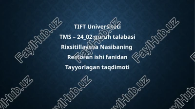 restoran taomlari tuzish — PPTX