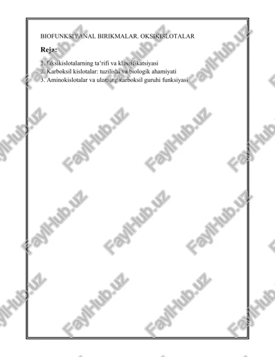 biofunksiyanal birikmalar. oksikislotalar — DOCX