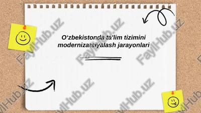 oʻzbekistonda ta'lim tizimini modernizatsiyalash jarayonlari — PPTX