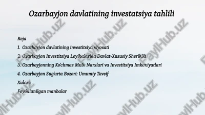 ozarbayjon davlatining investitsiyasiy o'sati — PPTX