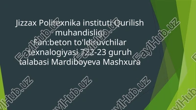 magnezial bog‘lovchilar ishlab chiqarish texnologiyasi — PPTX