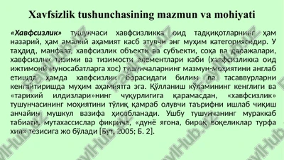 xavfsizlik tushunchasining mazmun va mohiyati — PPTX