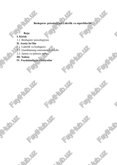 boshqaruv psixologiyasi.liderlik va superliderlik — DOCX