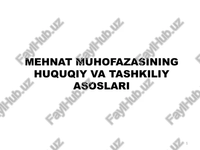 mehnat muhofazasining huquqiy va tashkiliy asoslari — PPTX