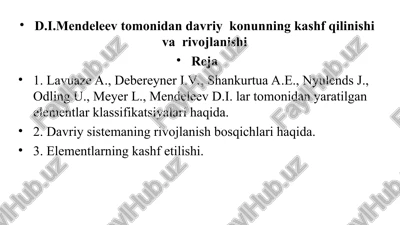 elementlar klassifikatsiyalari — PPT