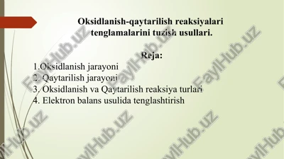 oksidlanish-qaytarilish reaksiyalari — PPTX