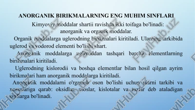 anorganik birikmalarning eng muhim sinflari — PPTX
