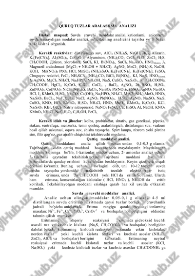 quruq tuzlar aralashma analizi — DOCX
