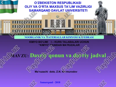 davriy qonun va davriyjadval — PPT
