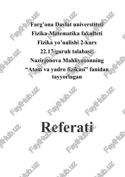 “atom va yadro fizikasi” — DOCX