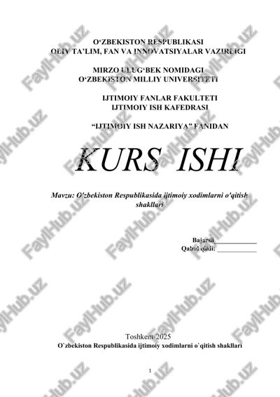 o'zbekiston respublikasida ijtimoiy xodimlarni o'qitish shakllari — DOCX
