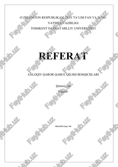 axloqiy qaror qabul qilish bosqichlari — DOCX