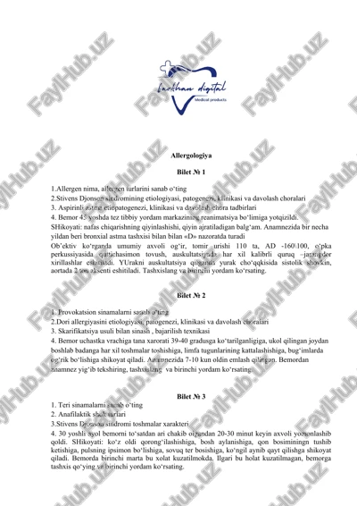 allergologiya yakuniy savollar — DOC