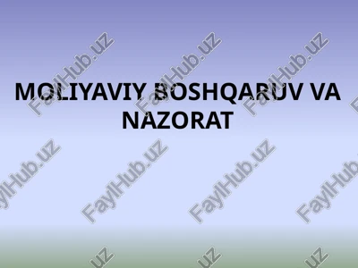 moliyaviy boshqaruv va nazorat — PPTX