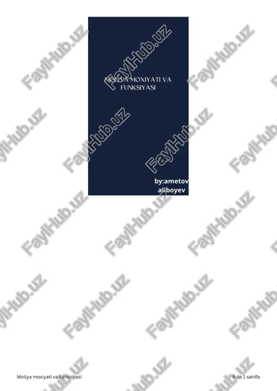 moliya moxiyati va, funksiyasi — PDF