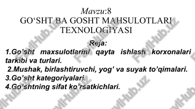 oziq-ovqat xavfsizligi go’sht — PPT
